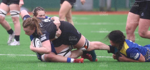 210226 - Gwalia Lightning v Glasgow - Celtic Challenge - Evie Hill and Chiara Pearce tackle