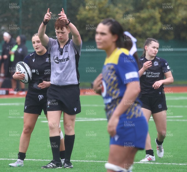 210226 - Gwalia Lightning v Glasgow - Celtic Challenge - Decisive Glasgow penalty signalled by referee Jack Davies