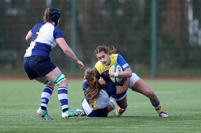 010325 - Gwalia Lightning v Wolfhounds - Celtic Challenge - Carys Hughes of Gwalia Lightning is tackled by Christy Haney of Wolfhounds 