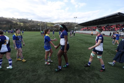 010325 - Gwalia Lightning v Wolfhounds - Celtic Challenge - Players shake hands at full time