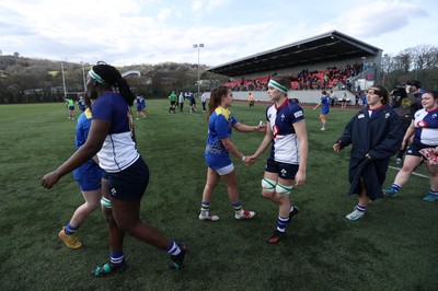 010325 - Gwalia Lightning v Wolfhounds - Celtic Challenge - Players shake hands at full time