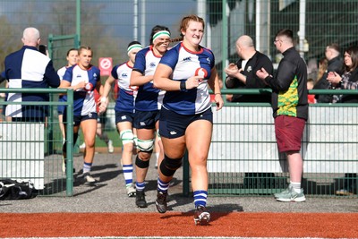 280226 - Gwalia Lightning v Wolfhounds - Celtic Challenge - Wolfhounds players run out at the start of the match