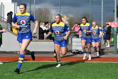 280226 - Gwalia Lightning v Wolfhounds - Celtic Challenge - Gwalia players run out at the start of the match