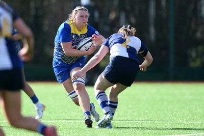 280226 - Gwalia Lightning v Wolfhounds - Celtic Challenge - Alaw Prys of Gwalia Lightning is challenged by Maebh Clenaghan of Wolfhounds