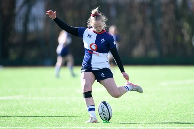 280226 - Gwalia Lightning v Wolfhounds - Celtic Challenge - Dannah O'Brien of Wolfhounds kicks the conversion