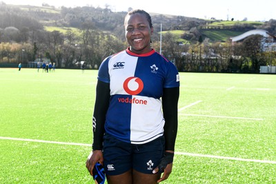 280226 - Gwalia Lightning v Wolfhounds - Celtic Challenge - Player of the match Linda Djougang of Wolfhounds