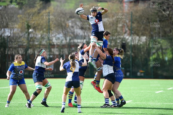 280226 - Gwalia Lightning v Wolfhounds - Celtic Challenge - Erin King of Wolfhounds wins the line-out