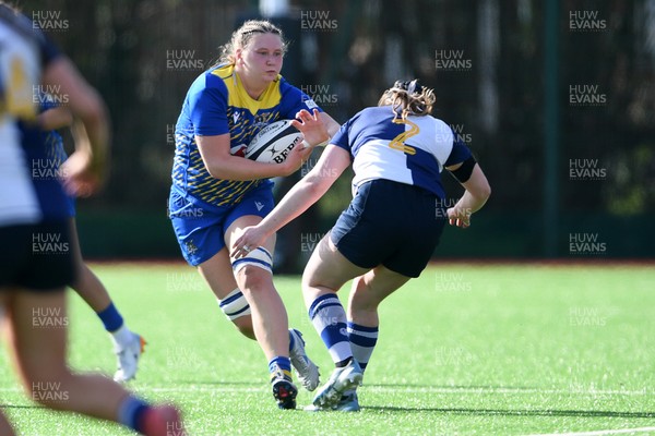 280226 - Gwalia Lightning v Wolfhounds - Celtic Challenge - Alaw Prys of Gwalia Lightning is challenged by Maebh Clenaghan of Wolfhounds