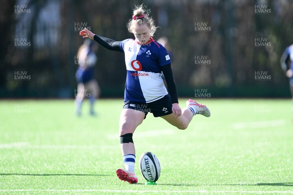 280226 - Gwalia Lightning v Wolfhounds - Celtic Challenge - Dannah O'Brien of Wolfhounds kicks the conversion