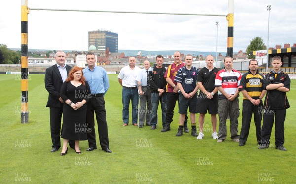 26.06.07.. Representatives of the Gwent rugby clubs who are taking part in the Uskmouth Power Men of Gwent Sevens tournament which is to be held at Rodney Parade on August 12th 2007  