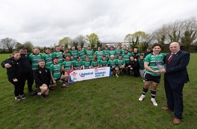 040426 - Caerleon v Gwernyfed RFC, Admiral National League 3 East Presentation - WRU Council member Roy Wilkinson presents Gwernyfed captain Joe Winfield with the  Admiral National League 3 East Trophy