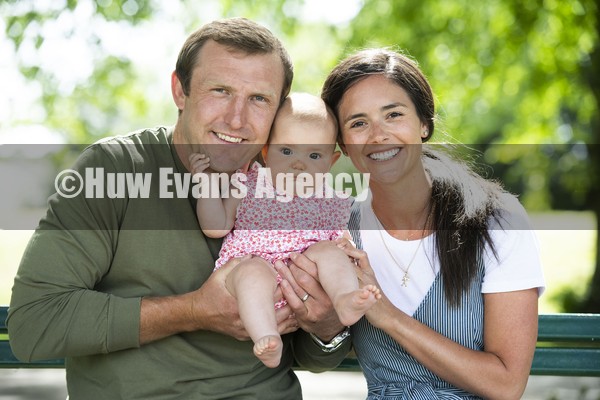 220520 -  Wales Rugby Player Hadleigh Parkes with wife Suzy and daughter Ruby near their home in Cardiff ahead of their move to Japan