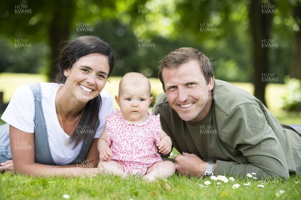 220520 -  Wales Rugby Player Hadleigh Parkes with wife Suzy and daughter Ruby near their home in Cardiff ahead of their move to Japan