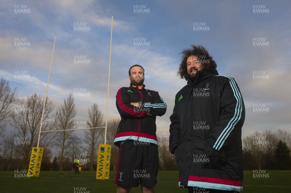 130116 - Harlequins Rugby Training -Jamie Roberts and Adam Jones at Harlequins training ground in Guildford, England