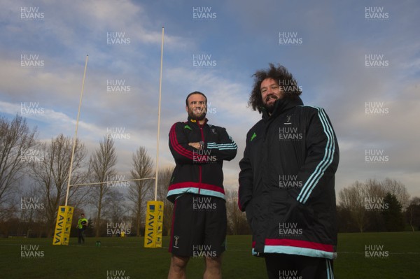 130116 - Harlequins Rugby Training -Jamie Roberts and Adam Jones at Harlequins training ground in Guildford, England