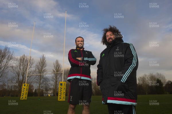 130116 - Harlequins Rugby Training -Jamie Roberts and Adam Jones at Harlequins training ground in Guildford, England