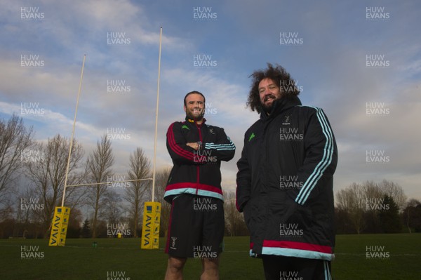 130116 - Harlequins Rugby Training -Jamie Roberts and Adam Jones at Harlequins training ground in Guildford, England