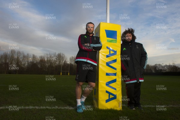 130116 - Harlequins Rugby Training -Jamie Roberts and Adam Jones at Harlequins training ground in Guildford, England