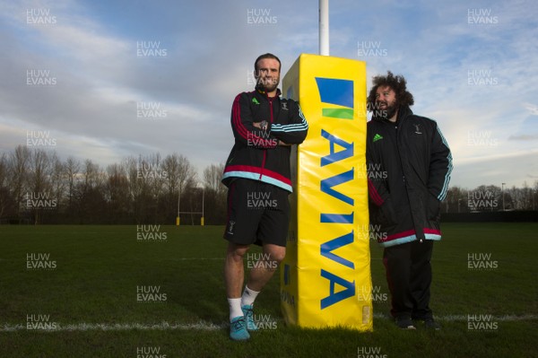 130116 - Harlequins Rugby Training -Jamie Roberts and Adam Jones at Harlequins training ground in Guildford, England