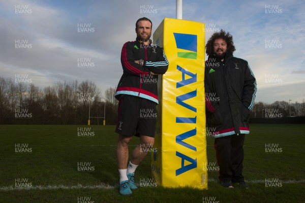 130116 - Harlequins Rugby Training -Jamie Roberts and Adam Jones at Harlequins training ground in Guildford, England