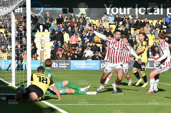 251025 - Harrogate Town v Newport County - Sky Bet League 2 - Courtney Baker-Richardson of Newport County scores their first goal