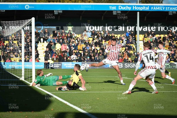 251025 - Harrogate Town v Newport County - Sky Bet League 2 - Courtney Baker-Richardson of Newport County scores their first goal
