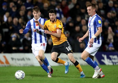 121121 - Hartlepool United v Newport County - EFL SkyBet League 2 - Newport County's Finn Azaz battles with Hartlepool United's Matty Daly andMark Shelton