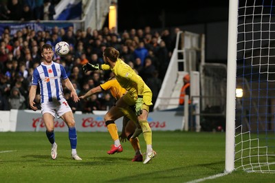 121121 - Hartlepool United v Newport County - EFL SkyBet League 2 - Newport County's James Clarke puts Hartlepool United's Ben Killip under pressure