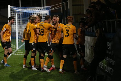 121121 - Hartlepool United v Newport County - EFL SkyBet League 2 - Newport County's players celebrate after Dom Telford scored their second goal