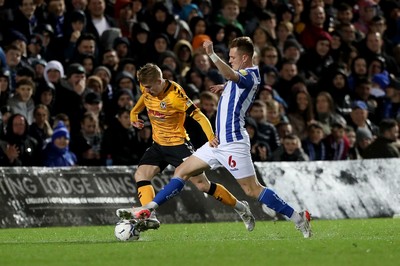 121121 - Hartlepool United v Newport County - EFL SkyBet League 2 - Newport County's Ollie Cooper and Hartlepool United's Mark Shelton