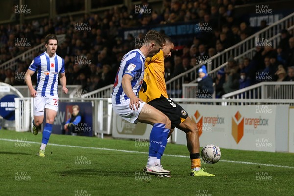 121121 - Hartlepool United v Newport County - EFL SkyBet League 2 - Hartlepool United's Neill Byrne battles for possession with Newport County's Courtney Baker-Richardson