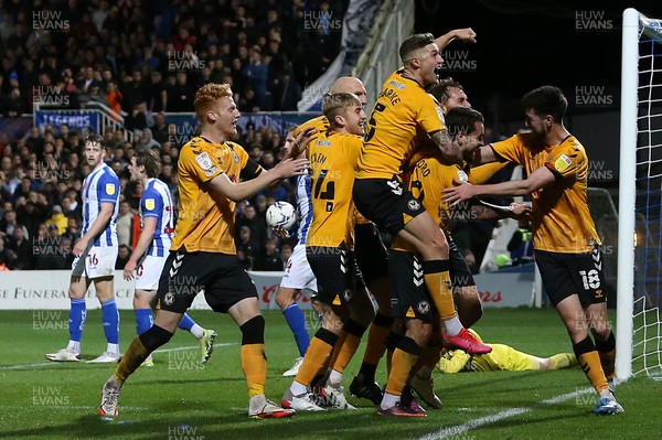 121121 - Hartlepool United v Newport County - EFL SkyBet League 2 - Newport County's players celebrate after Dom Telford scored their second and winning goal