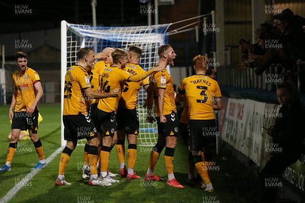 121121 - Hartlepool United v Newport County - EFL SkyBet League 2 - Newport County's players celebrate after Dom Telford scored their second and winning goal