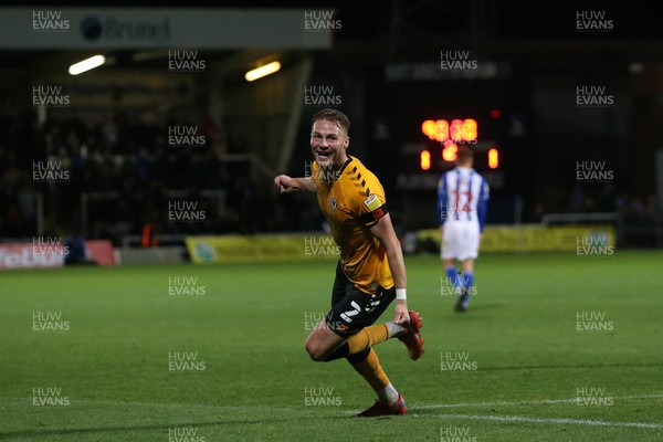 121121 - Hartlepool United v Newport County - EFL SkyBet League 2 - Cameron Norman of Newport County celebrates after Dom Telford scored their second goal