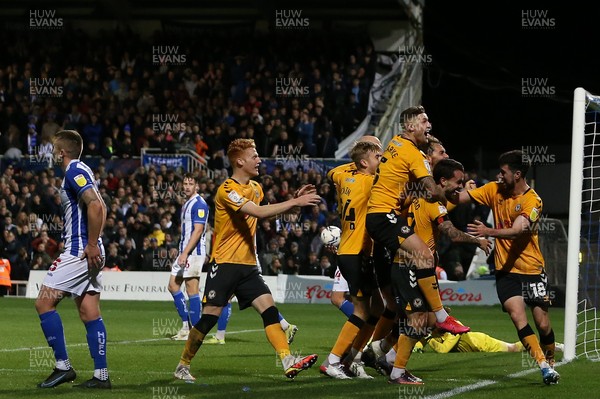 121121 - Hartlepool United v Newport County - EFL SkyBet League 2 - Newport County's players celebrate after Dom Telford scored their second goal
