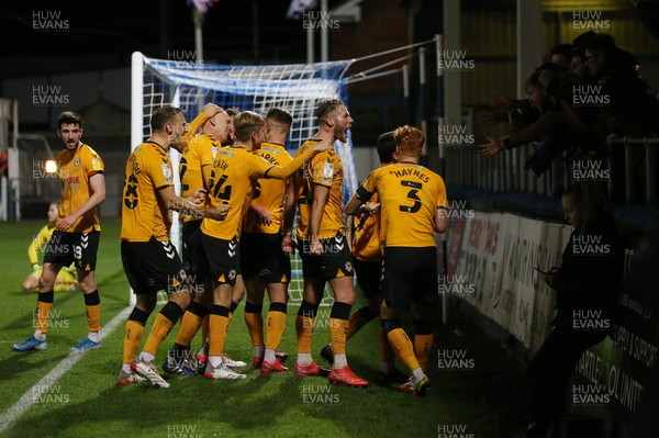 121121 - Hartlepool United v Newport County - EFL SkyBet League 2 - Newport County's players celebrate after Dom Telford scored their second goal