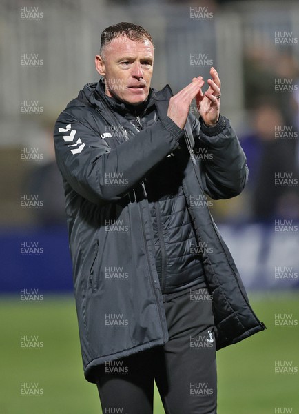 210223 - Hartlepool United v Newport County - Sky Bet League 2 - Manager Graham Coughlan of Newport County applauds the fans at the end of the match