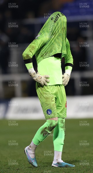 210223 - Hartlepool United v Newport County - Sky Bet League 2 - Goalkeeper Jakub Stolarczyk of Hartlepool dejected at the end of the match