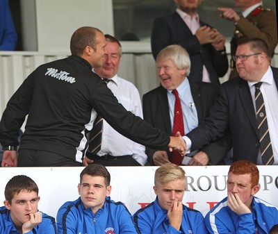 270816 - Hartlepool United vs Newport County - SkyBet League 2 -Newport manager Warren Feeney takes his seat in the stands