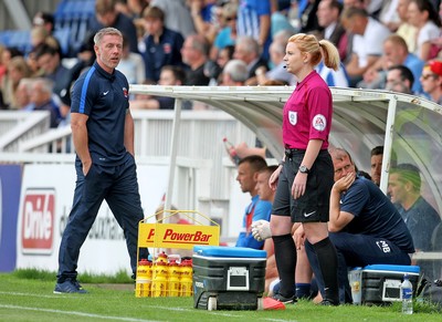 270816 - Hartlepool United vs Newport County - SkyBet League 2 -Hartlepool manager Craig Hignett and the 4th officialH Byrne