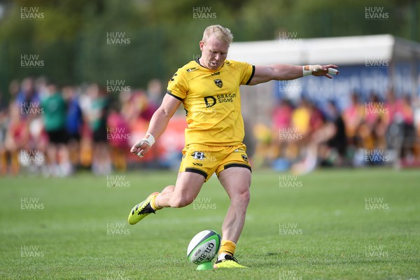 060925 - Hartpury College v Dragons RFC - Preseason Friendly - Tinus De Beer of Dragons kicks the conversion