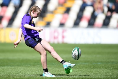 060525 - Haverfordwest High v Ysgol Godrer Berwyn - Girls Schools U12s Cup Final - Carys Davies of Haverfordwest kicks the conversion
