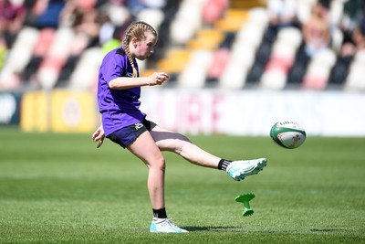060525 - Haverfordwest High v Ysgol Godrer Berwyn - Girls Schools U12s Cup Final - Carys Davies of Haverfordwest kicks the conversion