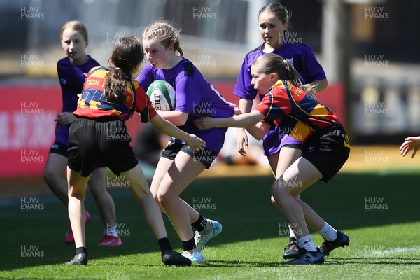 060525 - Haverfordwest High v Ysgol Godrer Berwyn - Girls Schools U12s Cup Final - Carys Davies of Haverfordwest is challenged by Cadi Ap Gwynfor of Ysgol Godrer Berwyn