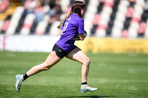 060525 - Haverfordwest High v Ysgol Godrer Berwyn - Girls Schools U12s Cup Final - Grace Busby of Haverfordwest runs in to score a try