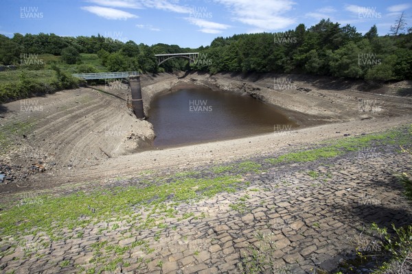 030718 - Picture shows a nearly dried up reservoir near Merthyr Tydfil in South Wales, during the heatwave