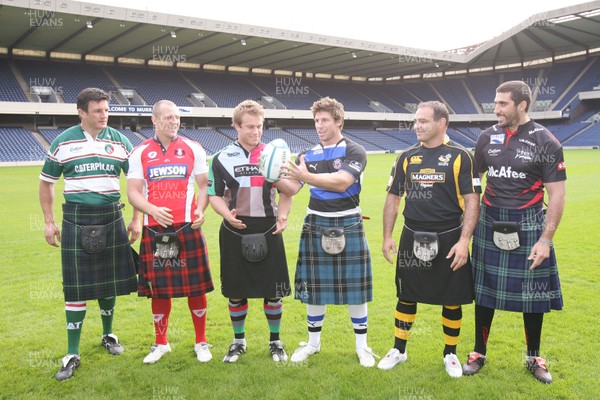 06.10.08... Heineken European Rugby Cup 2008/2009 Launch, Edinburgh. -  L-r, Martin Corry(Leicester), Mike Tindall(Gloucester),Will Skiner(Harlequins), Martin Lipman(Bath), Raphael Ibanez(Wasps), Juan Fernandez Lobbe(Sale) at the launch of this years,2008/2009 Heineken European Rugby Cup at Murrayfield. 