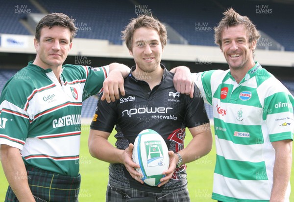 06.10.08 ERC 2008/2009 launch,Murrayfield. Marin Corry(Leicester), Ryan Jones(Ospreys) and Benjamin De Jager(Trevisio).