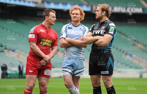 31.10.11 - Heineken Cup Launch - Matthew Rees(Scarlets), Paul Tito(Cardiff Blues) and Alun Wyn Jones(Ospreys) attend the Heineken Cup Launch. 