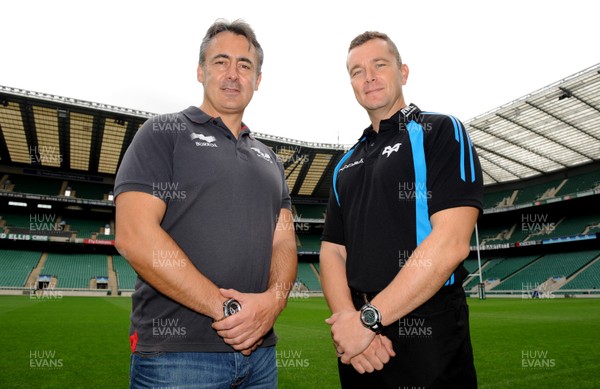 31.10.11 - Heineken Cup Launch - Nigel Davies of Scarlets and Sean Holley ahead of their RaboDirect Pro12 match on Saturday. 